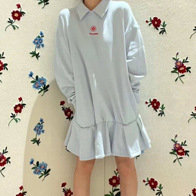Pure desire girl cotton loose sweater skirt sports coat overskirt dress 2023 autumn and winter new niche SST Curry - Image 4