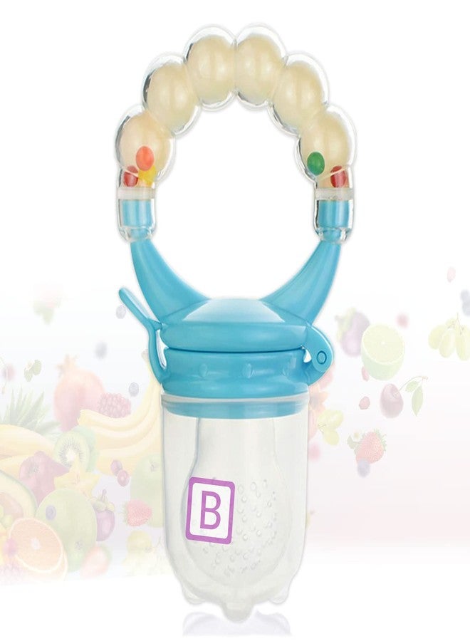 Bembika Baby Nibbler Ring Blue Color, Baby Nibbler Pacifier, Baby Pacifier Food Nibbler, Baby Feeding Accessories Medium Size (6-9 Months Baby) - Image 1