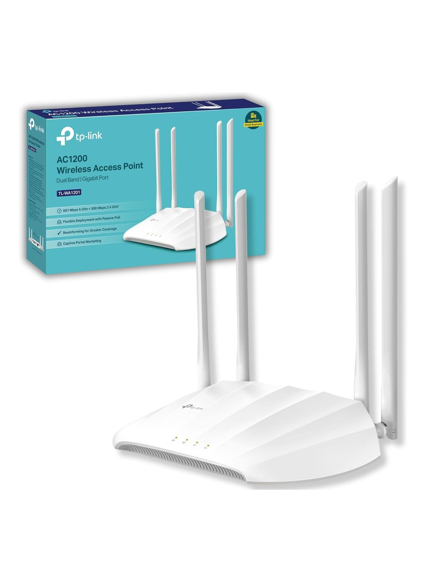 TP-Link AX1800 Dual Band Gigabit Wi-Fi 6 Access Point (TL-WA1801) Desktop Wi-Fi Bridge & Beamforming Supports Multi-SSID/Client/Range Extender Mode 4 Fixed Antennas Passive PoE WHITE