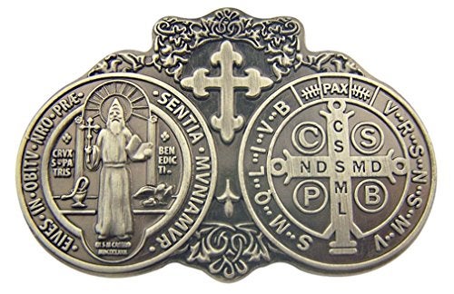 TEAYIR Sacred Traditions Saint St Benedict of Nursia Medal 2 3/4" Zinc Alloy Visor Clip - Image 5