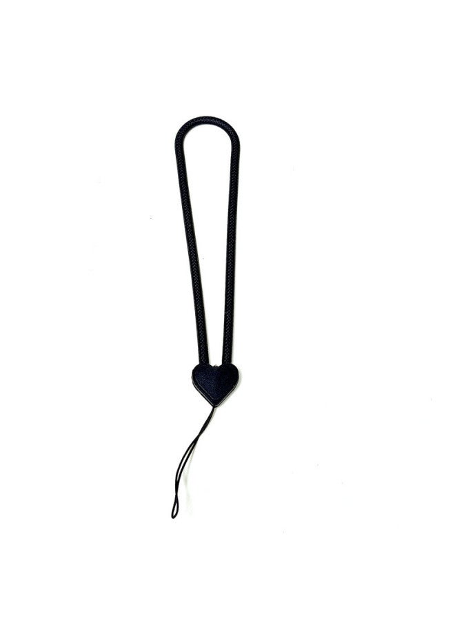 Wrist Rope Mobile Phone Lanyard Short Wristband Liquid Silicone Anti-losing Rope Short Hanging Hand Anti-drop Ornaments Simple Women's Love Rope-Specifications:Black (love Mobile Phone Lanyard)  - Image 1