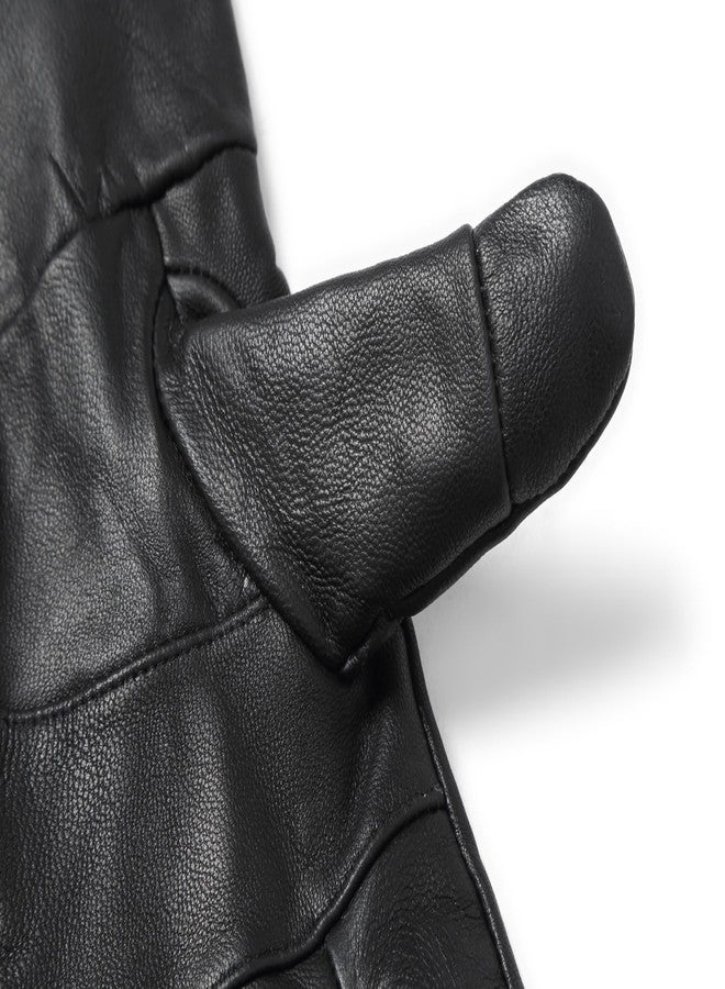 REED Men's Genuine Leather Warm Lined Driving Gloves (XL, BLACK) - Image 4