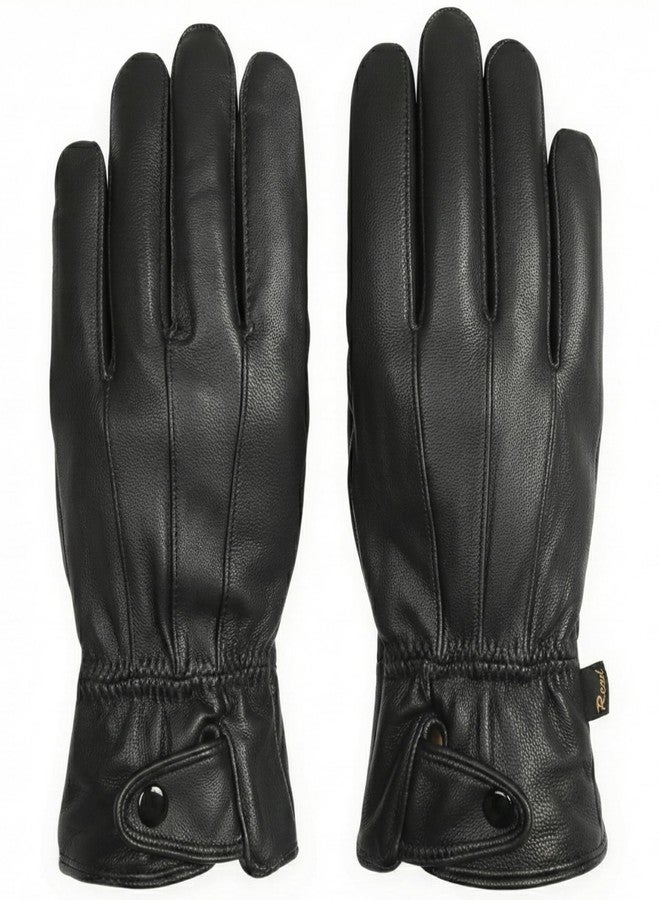 REED Men's Genuine Leather Warm Lined Driving Gloves (XL, BLACK) - Image 1