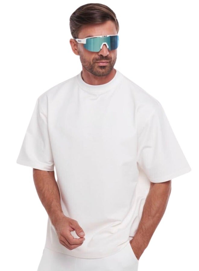 Mei Stylish Unisex Vintage Casual Loose Shoulder Oversize Crew Neck Shaded Short Sleeve T-shirt - Image 1