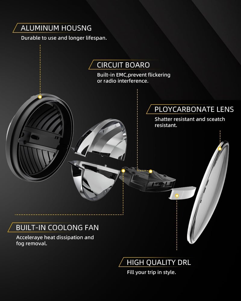 CO LIGHT 7 Inch LED Headlights with Amber Turn Signal and White DRL for Jeep Wrangler and Chevy - Image 2