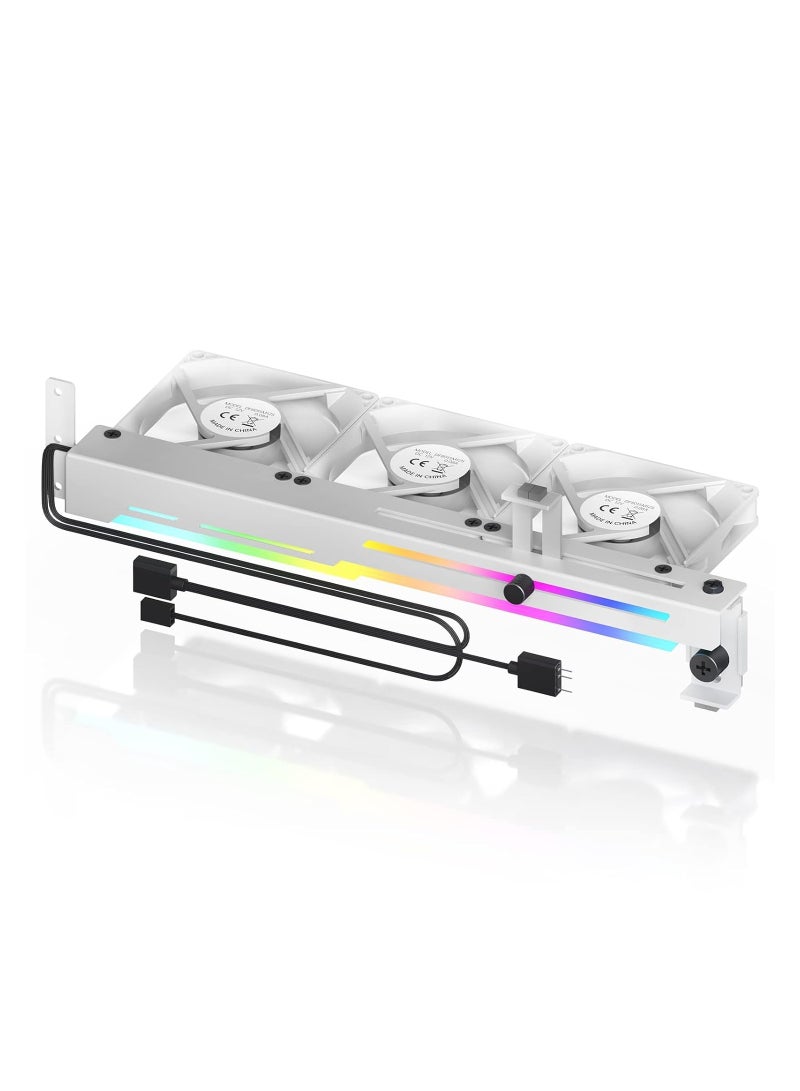 SOLARAE Graphics Card Cooler with ARGB 5V 3Pin LED and Three 80mm Fans, RGB LED Graphics Card Holder, GPU Cooler Easy Installation-White - Image 1