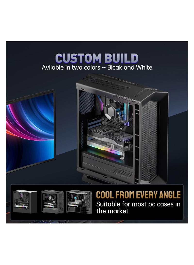 SOLARAE Graphics Card Cooler with ARGB 5V 3Pin LED and Three 80mm Fans, RGB LED Graphics Card Holder, GPU Cooler Easy Installation-White - Image 2