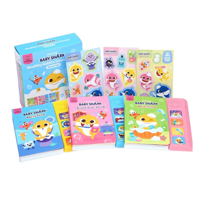 Pinkfong [4BTN] Pinkfong Baby Shark Healthy Habits Sound Books Boxed Set | Potty Time, Brush Your Teeth & Bath Time | Musical Learning Toy for Toddlers 1-3 | Baby Shark Birthday - Image 1
