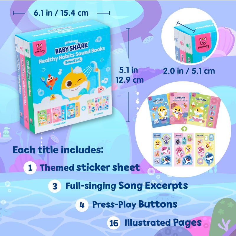 Pinkfong [4BTN] Pinkfong Baby Shark Healthy Habits Sound Books Boxed Set | Potty Time, Brush Your Teeth & Bath Time | Musical Learning Toy for Toddlers 1-3 | Baby Shark Birthday - Image 2