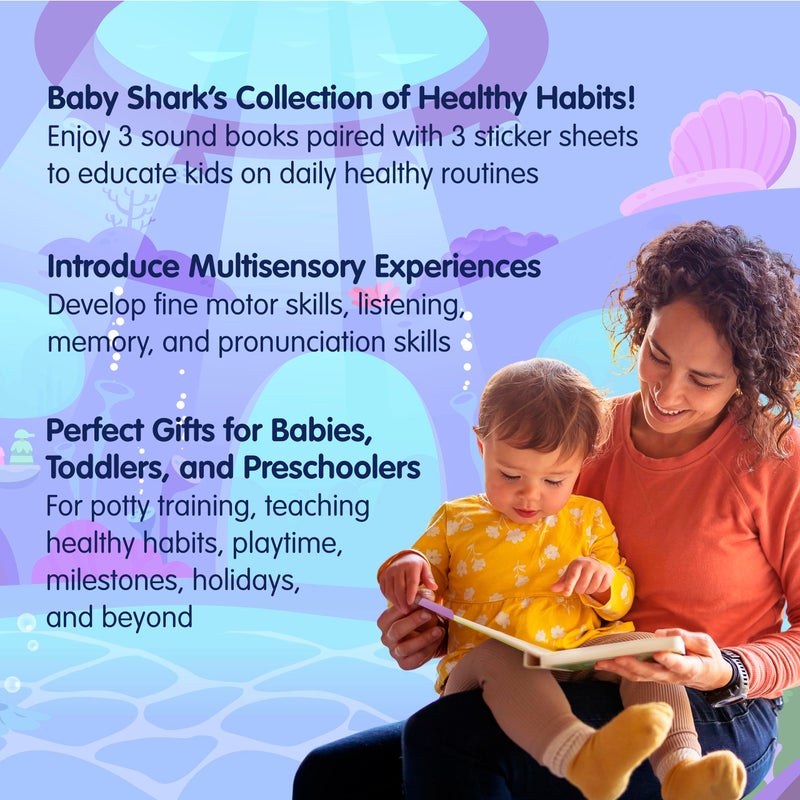 Pinkfong [4BTN] Pinkfong Baby Shark Healthy Habits Sound Books Boxed Set | Potty Time, Brush Your Teeth & Bath Time | Musical Learning Toy for Toddlers 1-3 | Baby Shark Birthday - Image 5