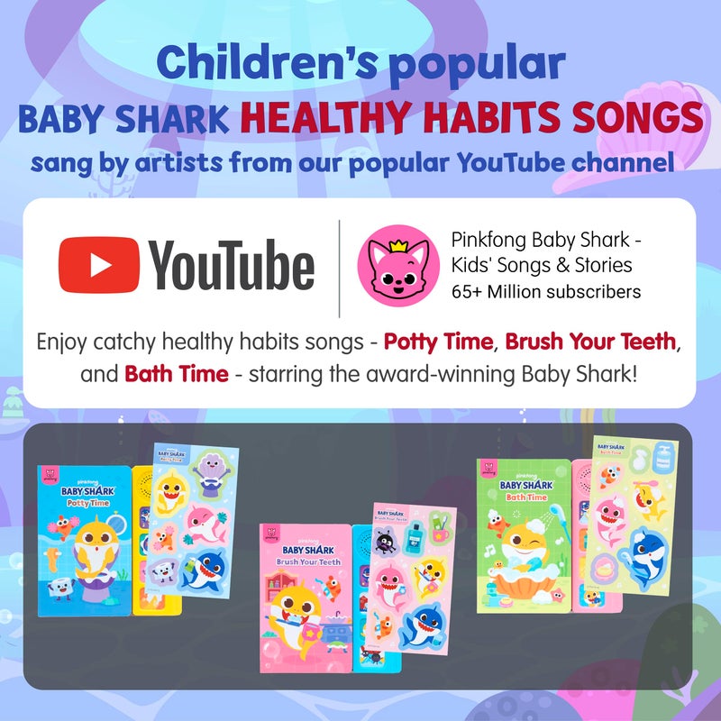 Pinkfong [4BTN] Pinkfong Baby Shark Healthy Habits Sound Books Boxed Set | Potty Time, Brush Your Teeth & Bath Time | Musical Learning Toy for Toddlers 1-3 | Baby Shark Birthday - Image 4