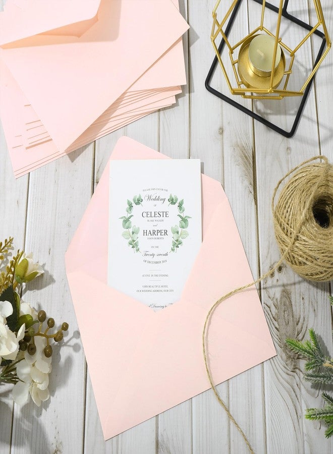 Whaline 50Pcs A7 Invitation Envelopes Set Blush Pink Greeting Card Envelopes V-Flap Envelopes Gift Card Sleeves for Mailing Envelopes Sending Card, 7.2x5.2 Inch - Image 4