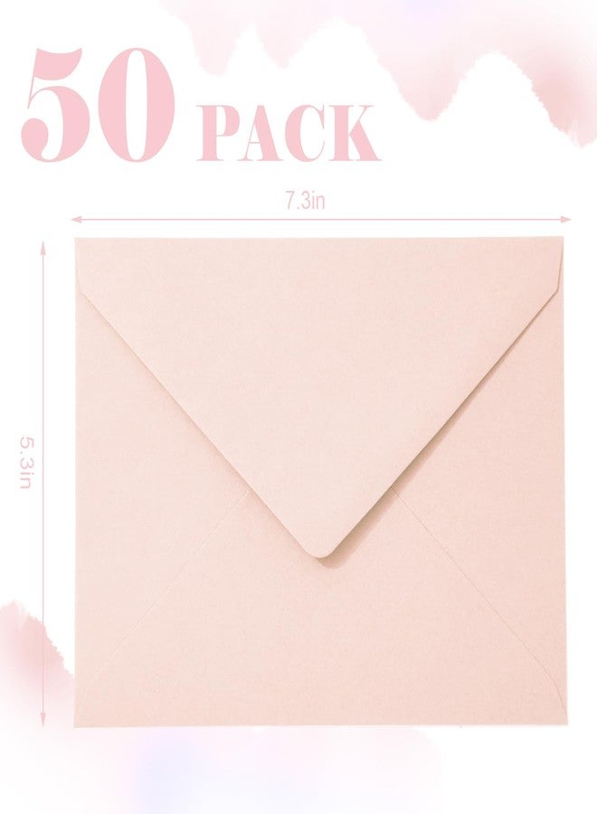 Whaline 50Pcs A7 Invitation Envelopes Set Blush Pink Greeting Card Envelopes V-Flap Envelopes Gift Card Sleeves for Mailing Envelopes Sending Card, 7.2x5.2 Inch - Image 2
