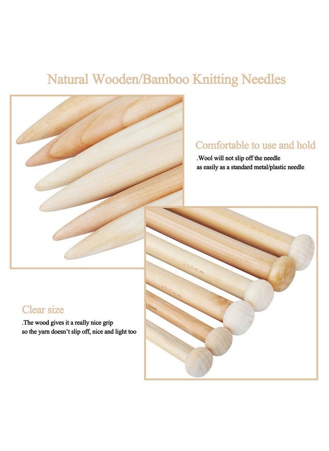 Coopay - Chunky Knitting Needle 15Mm Huge Bamboo Knitting Needle For Blanket Scarf And Larger Knitting Project Jumbo Wooden Knitting Pins For Arthritic Fingers Lightweight Solid Wood 35Cm Long - Image 1