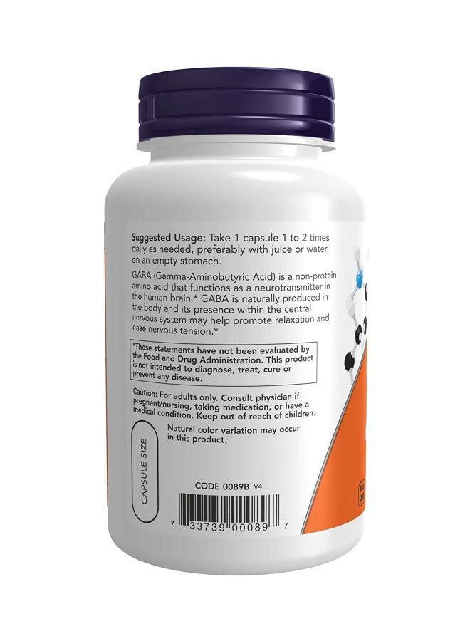 Now Foods Gaba 750mg 100 Veg Capsules - Image 3
