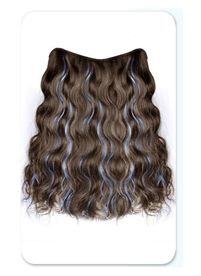 EBMINI New Water Ripple Curly Hair Dyed V-Shaped Wig Piece 