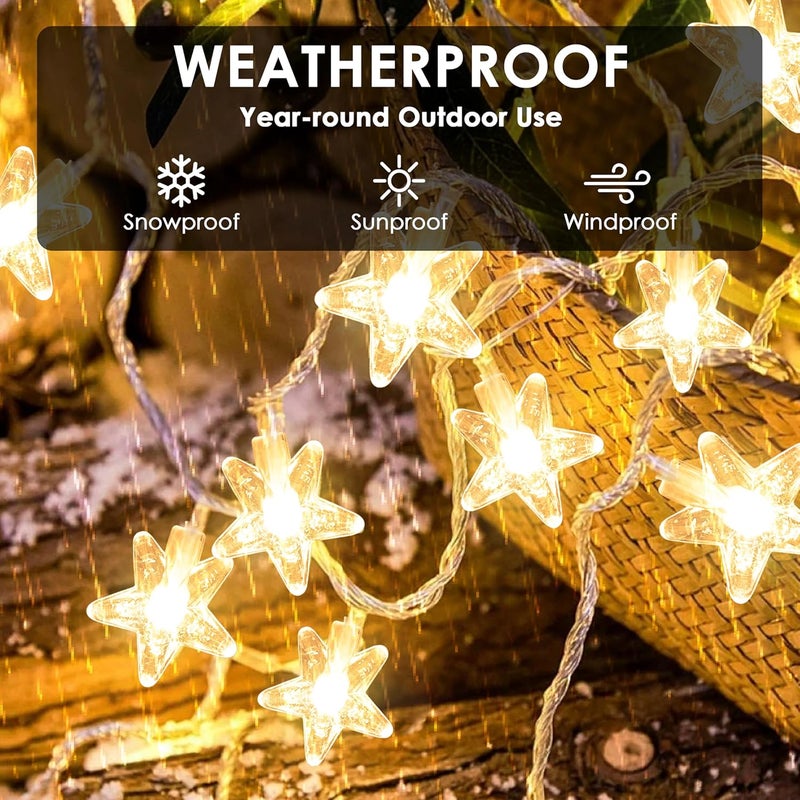 Gesto Serial String Lights - 14 LED Crystal Star, 10 Feet Warm White Fairy Lights for Home,Mandir,Pooja Room, Deepawali & Diwali Decoration, Christmas Tree Decoration,Festival Decorative Lights - Image 2