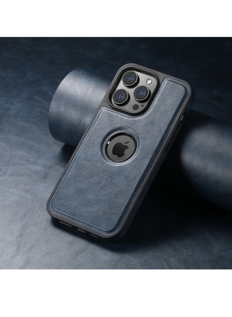 Aookay Designed for iPhone 16 Pro Max Case Compatible with MagSafe Leather Slim Logo View Luxury Elegant Thin Protective Cover (Deep Blue) - Image 3