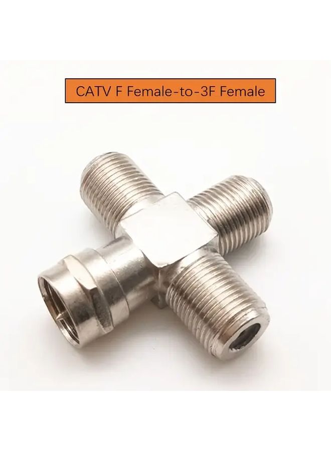 2pcs F Male to 3 F Female Straight Thread Cable TV Adapter Splitter British Connector - Image 1