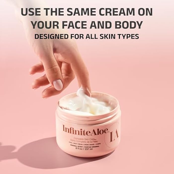 InfiniteAloe Complete Skin Care, Aloe Vera Powered Face and Body Cream for All Skin Types, Dry Skin Everyday Hero, Original Scent - Large Jar 8 oz & 2 Travel Jar 0.5 oz - Image 5