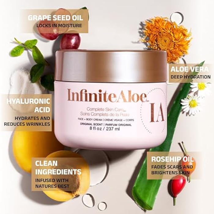 InfiniteAloe Complete Skin Care, Aloe Vera Powered Face and Body Cream for All Skin Types, Dry Skin Everyday Hero, Original Scent - Large Jar 8 oz & 2 Travel Jar 0.5 oz - Image 2