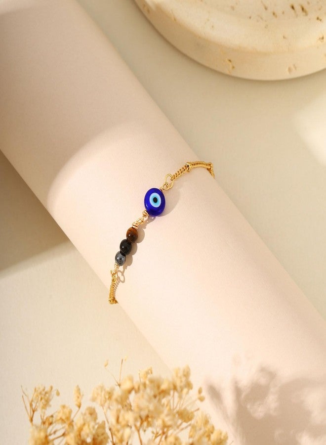 AULSIEY Triple Threat Protection Bracelet for Women,Evil Eye Natural Healing Crystal Beaded Bracelet for Protection, Medium, no gemstone - Image 5