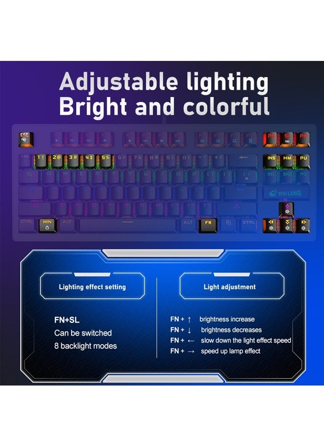 87 Keys Punk Mechanical Gaming Keyboard Black  - Image 5