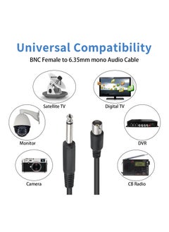 SANMUGEED BNC to 6.35mm Mono Cable 6ft, BNC Female Plug to 6.35mm TS Male Plug Audio Cable, BNC Female to 1/4 inch Mono Extension Coaxial Cable for Video CCTV DVR Camera System  - Image 5