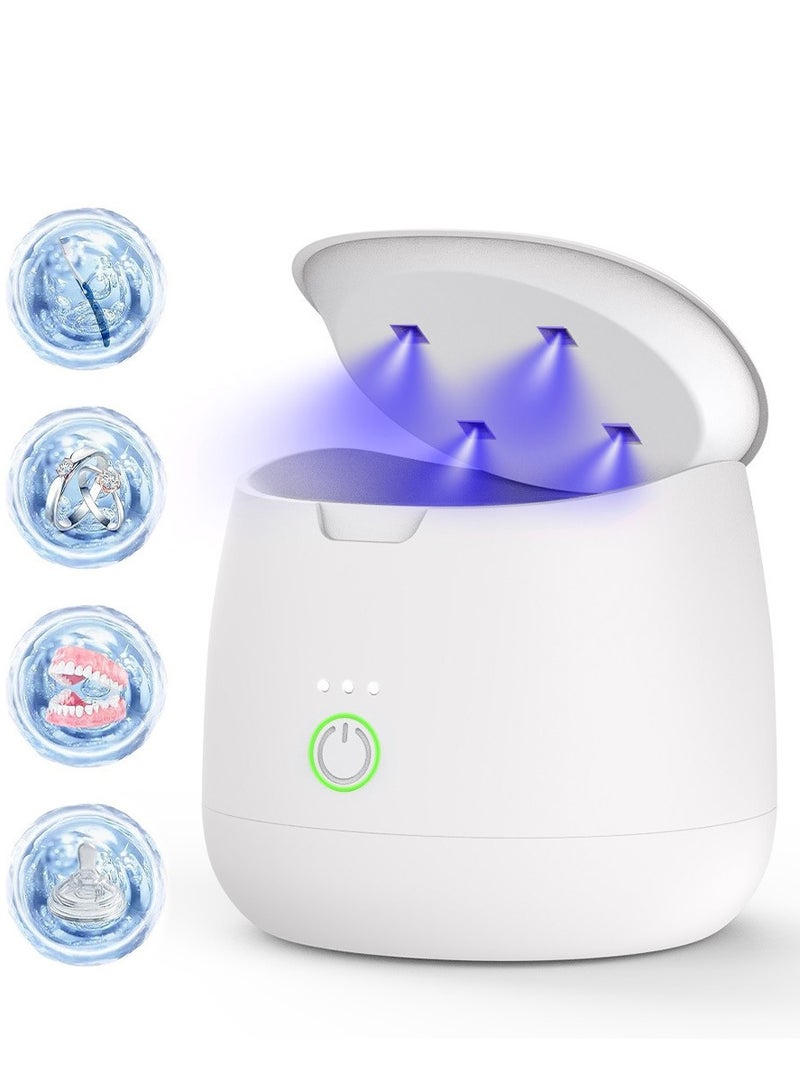 Generic Ultrasonic Retainer Cleaner: 45kHz medium frequency stain removal plus ultrasonic cleaner with professional UV LED light for dentures, dental jewelry rings, oral night guards, eye metal jewelry. - Image 1