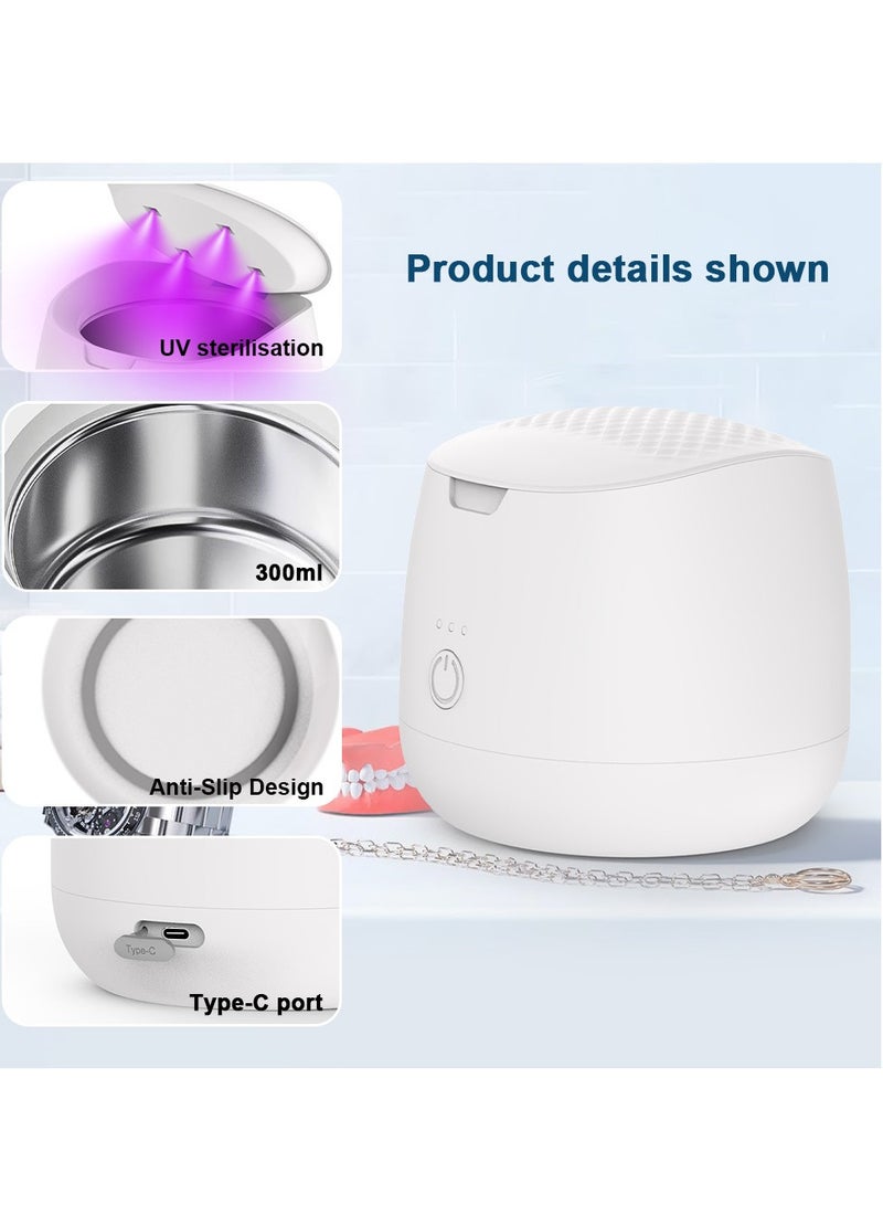 Generic Ultrasonic Retainer Cleaner: 45kHz medium frequency stain removal plus ultrasonic cleaner with professional UV LED light for dentures, dental jewelry rings, oral night guards, eye metal jewelry. - Image 3