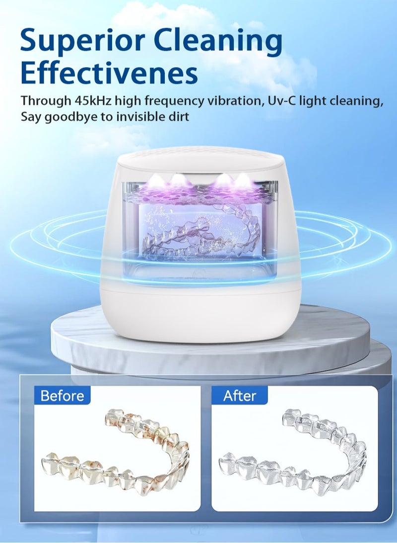 Generic Ultrasonic Retainer Cleaner: 45kHz medium frequency stain removal plus ultrasonic cleaner with professional UV LED light for dentures, dental jewelry rings, oral night guards, eye metal jewelry. - Image 5