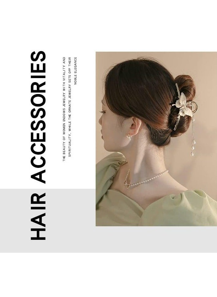 أوزيغالور 2 قطعة مشابك شعر كبيرة على شكل فراشة، مشابك شعر معدنية غير قابلة للانزلاق للنساء، مخالب شعر لامعة - Image 2