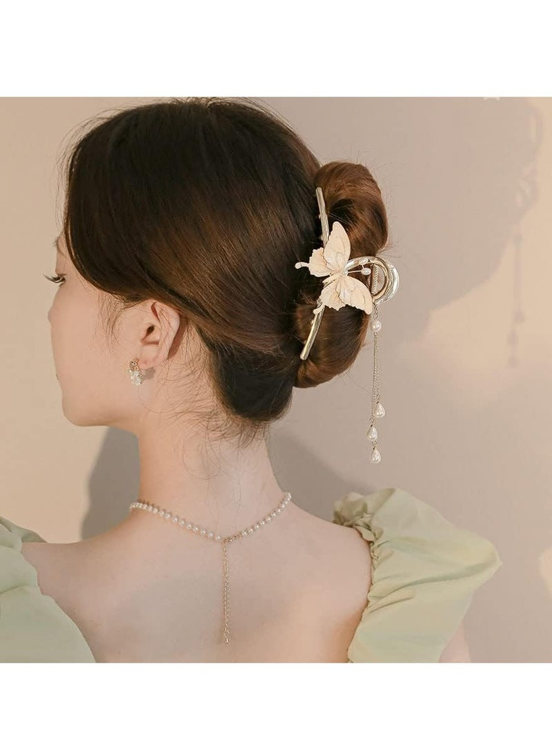 أوزيغالور 2 قطعة مشابك شعر كبيرة على شكل فراشة، مشابك شعر معدنية غير قابلة للانزلاق للنساء، مخالب شعر لامعة - Image 4