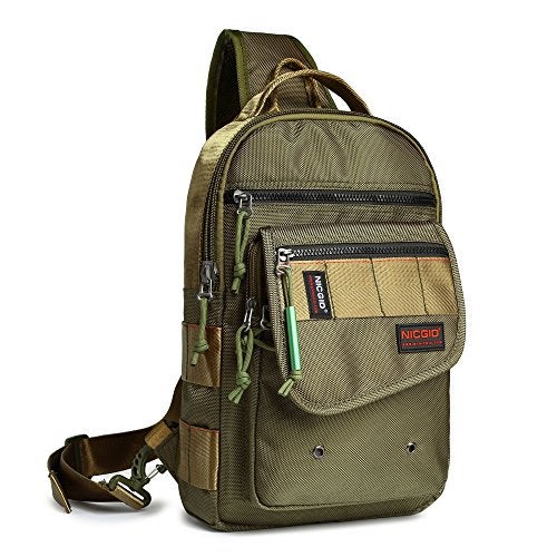 NICGID Sling Bags, Chest Shoulder Backpacks Crossbody Purse Outdoor Chest Bag Travel Backpack for Men Women (Army green-385) - Image 1