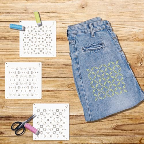 Yhliua 24pcs Embroidery Stencils for Crafts Reusable Geometric Line Quilting Stencils for Painting Drawing Art Paint Stencils and Patterns for Canvas Wood Wall Cookie - Image 4