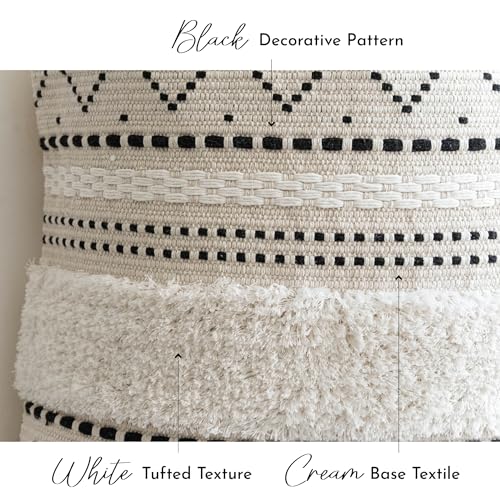 BlissBlush Decorative Lumbar Throw Pillow Cover 12x20 Combo Set of 2 Rectangular Boho Accent Pillowcase Black Neutral Farmhouse Cushion for Couch Sofa Bedroom Living Home Décor Cover ONLY - Image 4