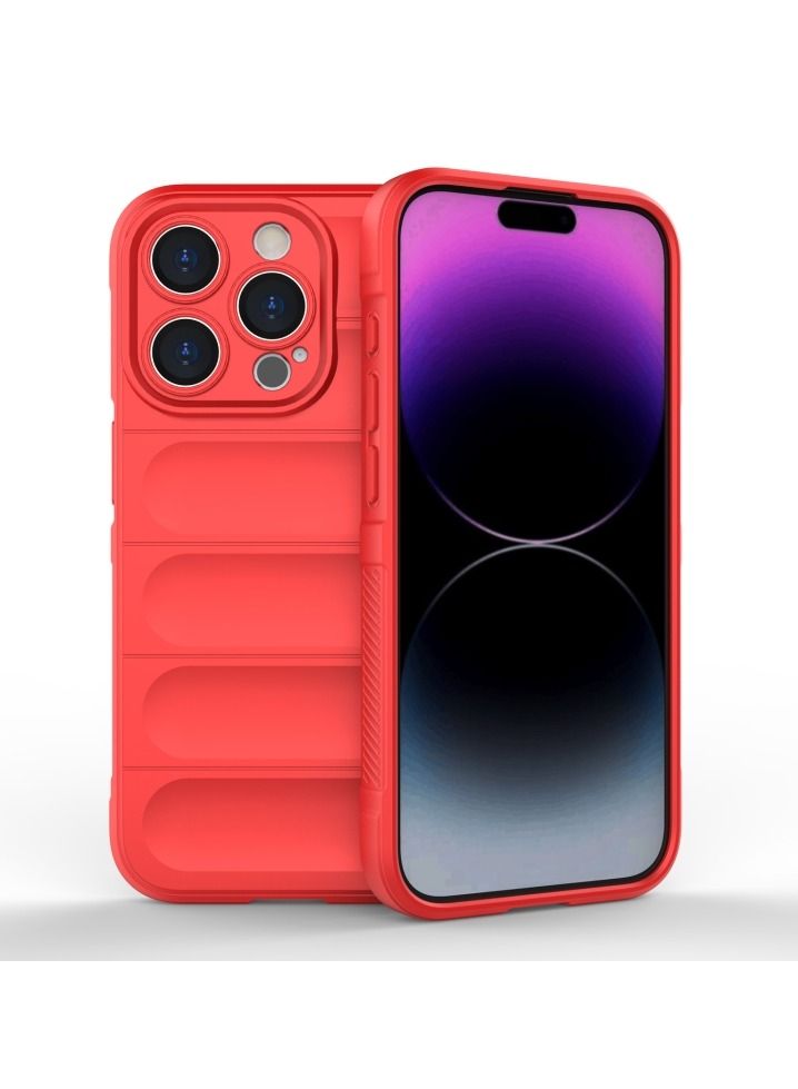 فيسوس ماجيك شيلد تي بي يو + جراب هاتف فلانيل أحمر لهاتف آيفون 15 برو