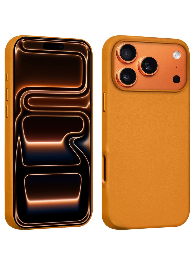 CATANES 2 Pieces Premium Leather Case for iPhone 17 Pro Max – Shockproof, Waterproof, Matte Finish, Anti-Slip, Slim Fit with Shockproof Screen Protector - Light Brown - Image 3