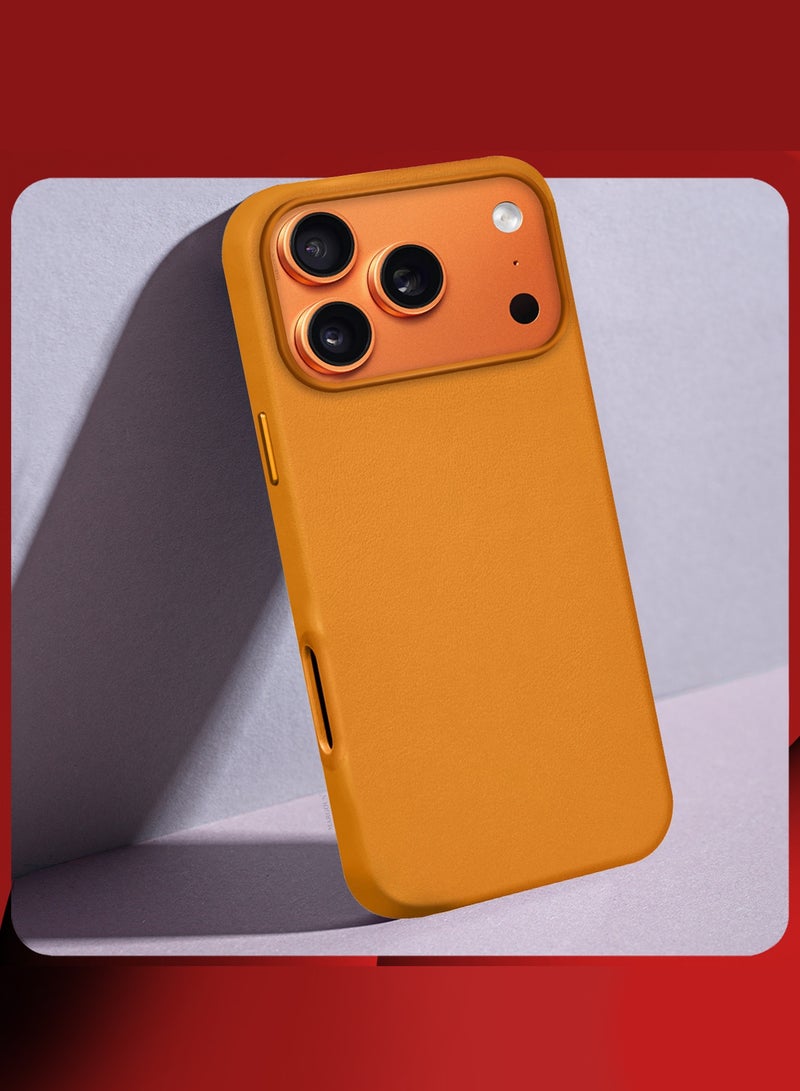 CATANES 2 Pieces Premium Leather Case for iPhone 17 Pro Max – Shockproof, Waterproof, Matte Finish, Anti-Slip, Slim Fit with Shockproof Screen Protector - Light Brown - Image 5