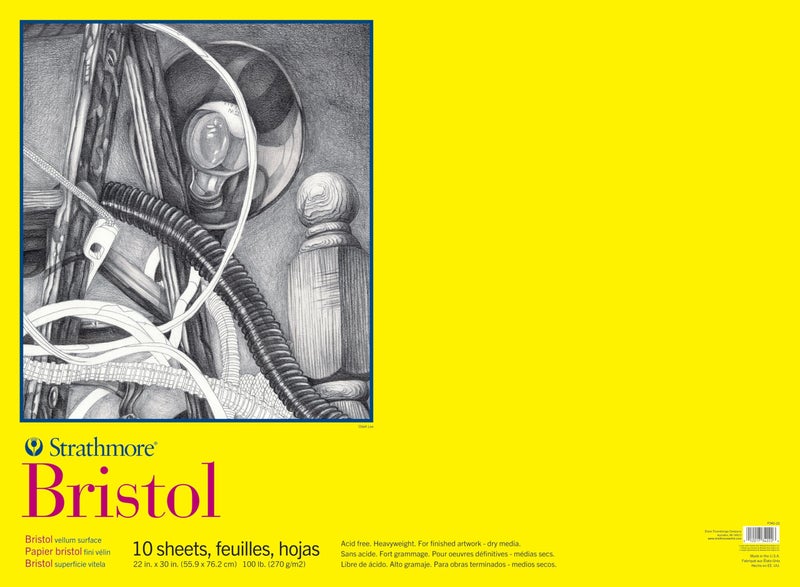 Strathmore 300 Series Bristol Vellum Pad for Artists and Students 22 x 30 inches 10 Sheets for Drawing Sketching and Printing