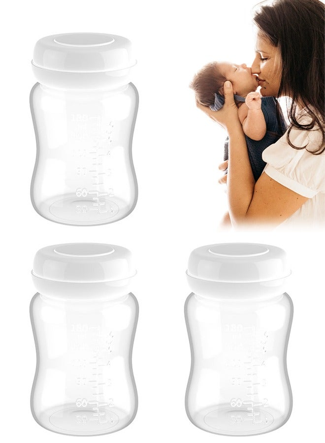 Breast Milk Storage Bottles, 180ML Breastmilk Storage Containers for Fridge, Wide Neck Breast Milk Freezer Storage Organizer (Pack of 3)  - Image 1