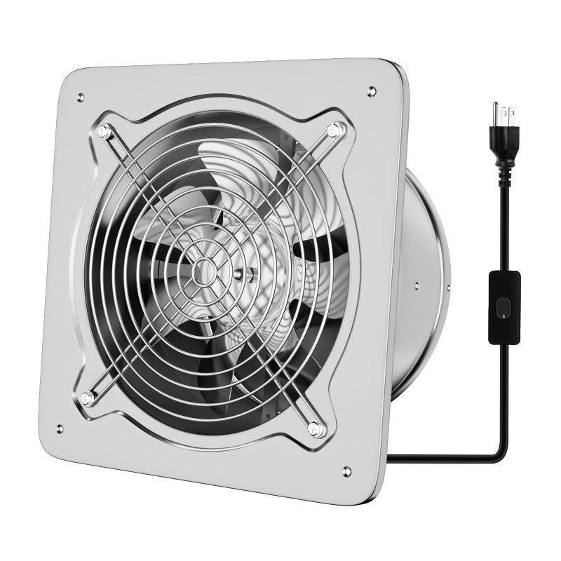 FanGoFast 6 inch Exhaust Fan Kitchen Exhaust Fan for Wall Potable Window Exhaust Fans 308CFM Wall mounted Bathroom Fan with Check Valve for Kitchen Workshop Basement Silver - Image 2
