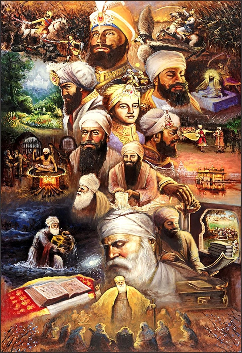 Design Zoo Ten Gurus of Sikhs Histories Poster Size 13 X 19 inch