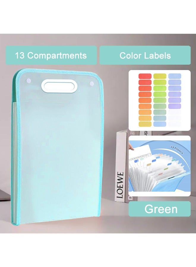 Generic Expanding File Folder Portable Accordion Document Folder with Handles & Color Labels 13 Pocket Folders for Documents Waterproof Durable File Organizer for Professionals Students Office Workers  - Image 1