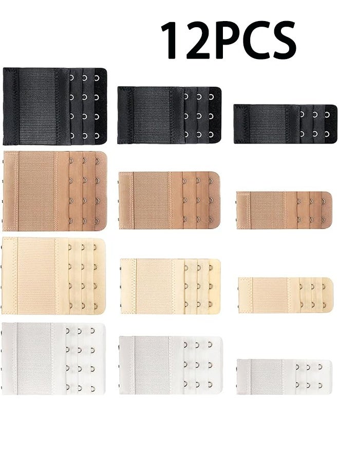 حزمة من 12 قطعة من أشرطة توسيع حمالة الصدر المرنة 2/3/4 خطاف قابلة للتعديل - Image 1