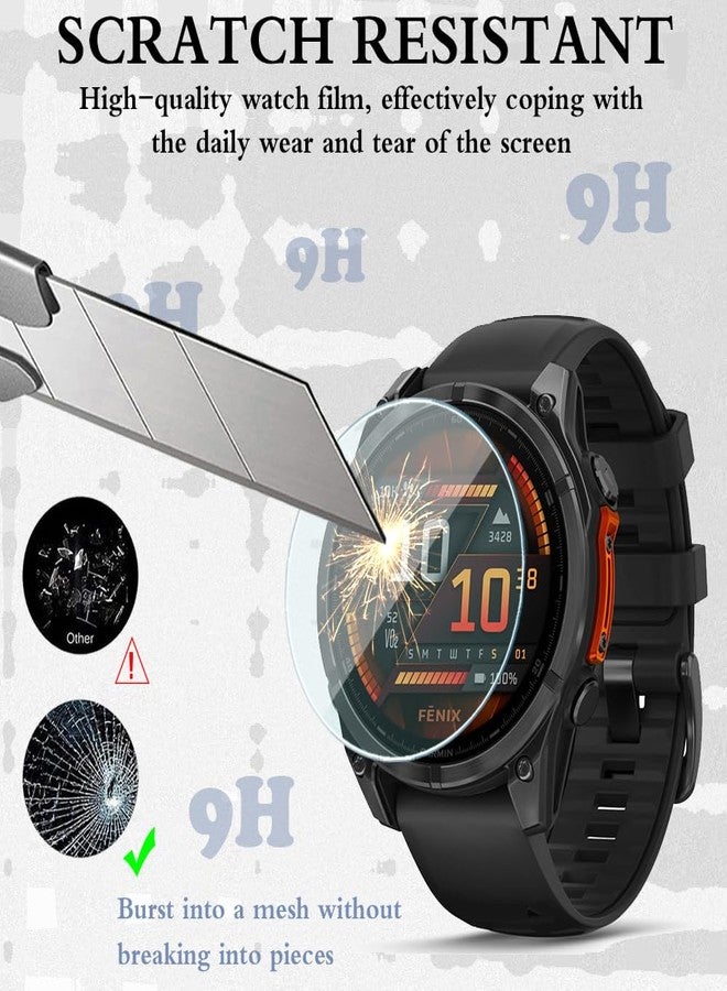 Huadu حماية شاشة ساعة متوافقة مع Garmin Fenix 8 47mm، فيلم زجاجي مقسى مضاد للخدش عالي الدقة تغطية كاملة وحافظة TPU ناعمة - Image 2