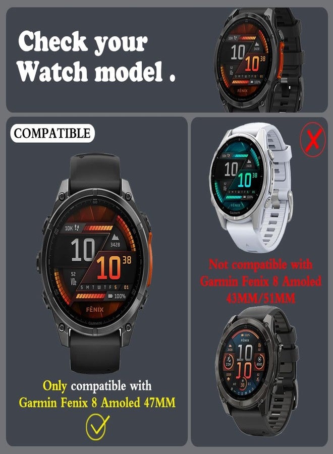 Huadu حماية شاشة ساعة متوافقة مع Garmin Fenix 8 47mm، فيلم زجاجي مقسى مضاد للخدش عالي الدقة تغطية كاملة وحافظة TPU ناعمة - Image 5