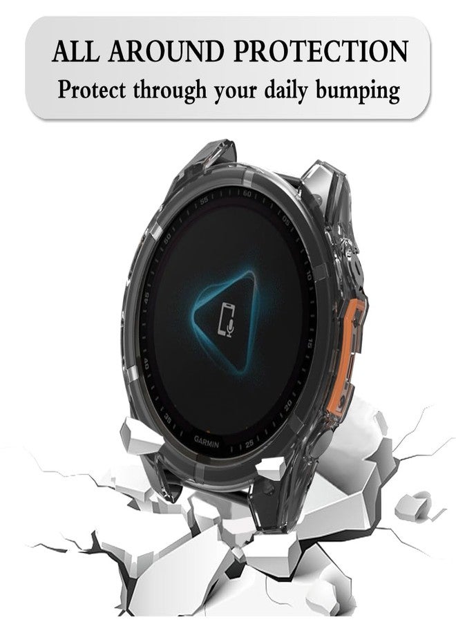 Huadu حماية شاشة ساعة متوافقة مع Garmin Fenix 8 47mm، فيلم زجاجي مقسى مضاد للخدش عالي الدقة تغطية كاملة وحافظة TPU ناعمة - Image 4