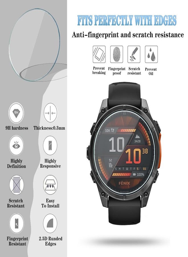 Huadu حماية شاشة ساعة متوافقة مع Garmin Fenix 8 47mm، فيلم زجاجي مقسى مضاد للخدش عالي الدقة تغطية كاملة وحافظة TPU ناعمة - Image 3