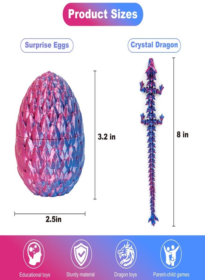 ONEVIVE Easter Basket Stuffers 3D Printed Dragon Egg Toy (4 Pack) - Surprise Mystery Inside, Articulated Crystal Dragon, Fidget Sensory Toy for Kids Birthday Surprise Easter Egg Hunt Party Favors - Image 2